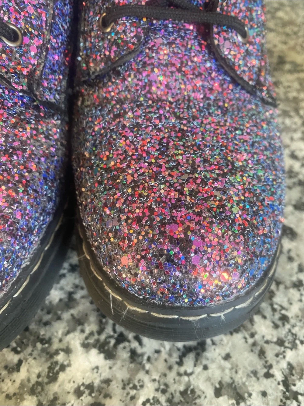 Fabkids iridescent Glitter Lace-Up side zipper Boots